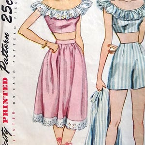 FREE SHIP! UNCUT- Vintage 1940's Simplicity # 1976 Playsuit- Skirt Pattern- sz 15