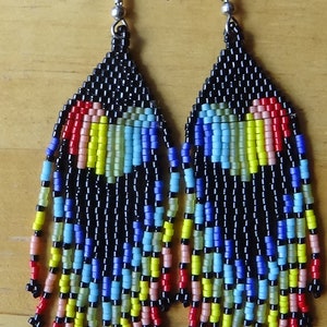 Rainbow Heart Beaded Pierced Earrings image 1