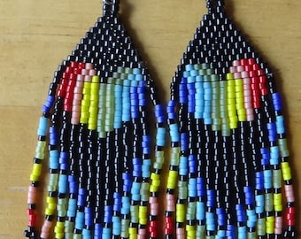 Rainbow Heart Beaded Pierced Earrings