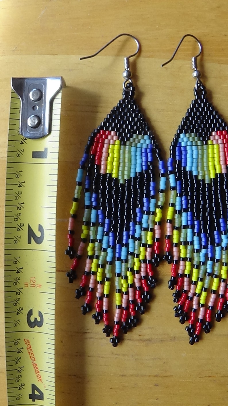 Rainbow Heart Beaded Pierced Earrings image 2