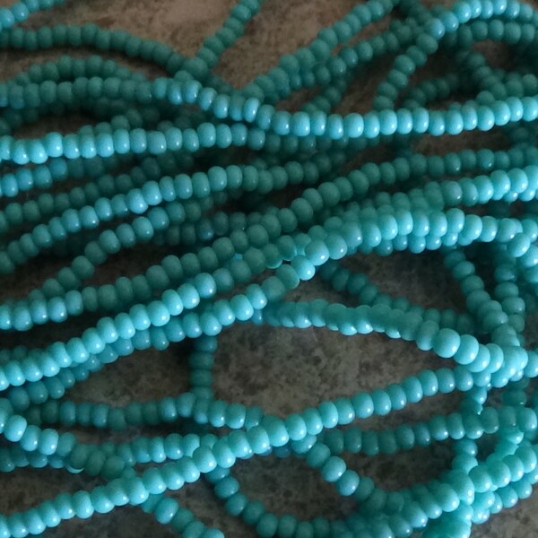 Czech Beads 11/0  Opaque Turquoise Green Full 12 strand Hank #238