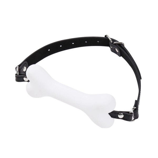 White 6 inch Dog Bone-shaped Mouth Gag Cosplay Restraint Bondage Shackle Device BDSM Roleplay