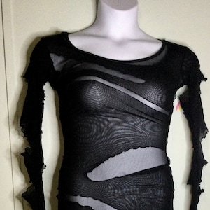 Vintage RARE Lip Service Black Zombie Slasher Mesh Dress. Size Small