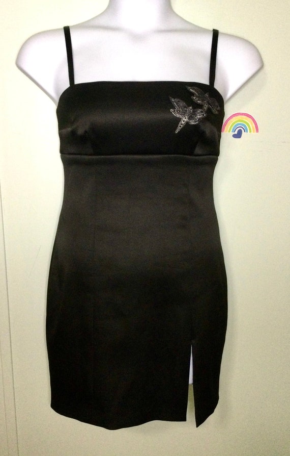 Vintage Hugo Buscati Black Mini Dress. Size 8.