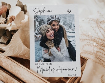 Bridesmaid Proposal Card, Personalised Will You Be My Bridesmaid Photo Postcard, Perfect Stuffer For Your Bridesmaid Proposal Gift Box