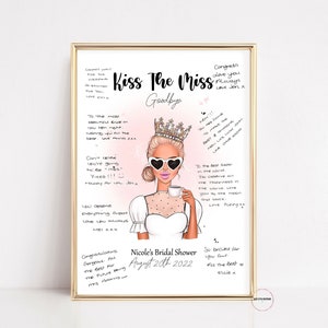 Kiss The Miss Goodbye, Alternatywa dla Księgi Gości, Gra na Wieczór Panieński, Spersonalizowane, Gry na Wieczór Panieński do Wydrukowania, Pobierz, Szablon, Zrób To Sam