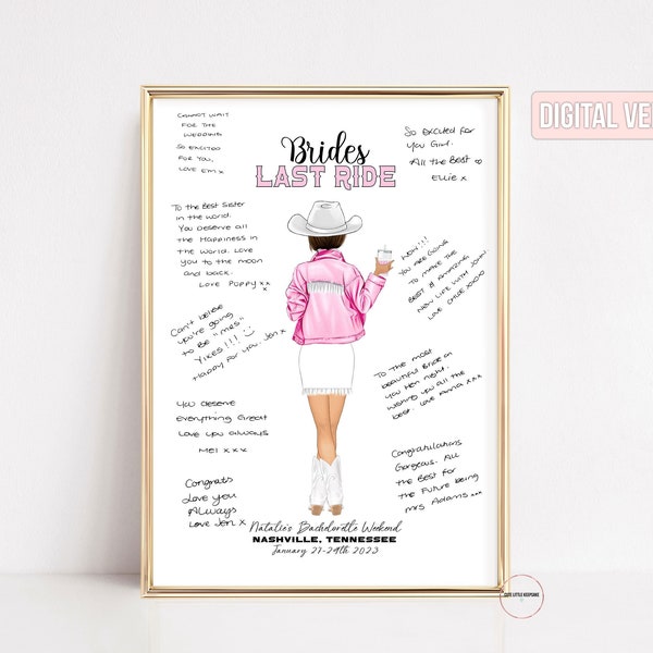 Brides Last Ride, Nashville Bachelorette, Guestbook Alternative, Scottsdale Bachelorette Party, Cowgirl Bachelorette, Vegas, Hen Party, Gift