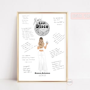 Last Disco Bachelorette Party Guest Book Alternative, Groovy Dancing Queen, Bachelorette Party Decorations, Hen Do Bridal Shower Gift, Cute