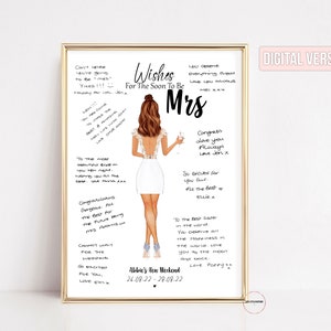 Future Mrs, Wishes For The Mrs, Bridal Shower Gift, Kisses For The Future Mrs, Hen Party Keepsake Print, Bachelorette Guestbook Alternative