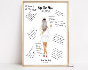 Hen Party Guest Book, Guestbook Alternative, Personalised Kiss The Miss Goodbye, Hen Weekend Gift, Miss To Mrs Guest Book, Keepsake Memory
