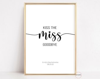 Kiss The Miss Goodbye Bachelorette, Hen Party and Bridal Shower Game. Editable Template For Digital Download. Clean and Classy Hen Do Gift.