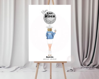 Disco Cowgirl Bachelorette Sign for Reception Entrance , Also use as Bachelorette Decorations or a Table Centerpiece. Personalised for Bride