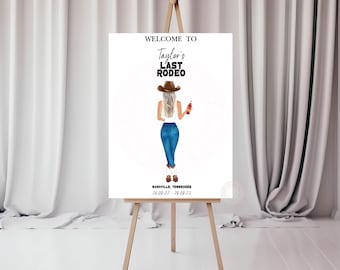 Last Rodeo Bachelorette Welcome Sign, Nashville, Austin, Scottsdale, Vegas, Cowgirl Bachelorette Party Decorations, Western Last Hoe Down.