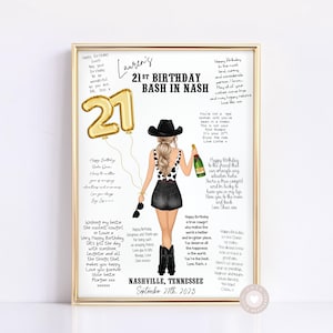 Personalised 21st Birthday Gift For Her, Rodeo Cowgirl 21st Birthday Hoe Down Guestbook Alternative For Best Friend Female or Sister Any Age