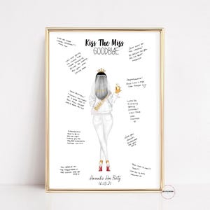 Hen Party Guest Book, Guestbook Alternative, Personalised Kiss The Miss Goodbye, Hen Weekend Gift, Miss To Mrs Guest Book, Keepsake Memory