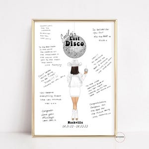 Disco Cowgirl Bachelorette Guest Book Alternative, Last Disco Dancing Queen Hen Do and Bridal Shower Gift, Groovy Bachelorette Decorations