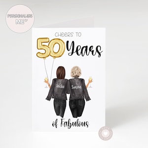 Best Friend 50th Birthday Card For Her, Handmade Personalised Fiftieth Birthday Gift For Sister, Bestie, Cousin, Mum, Auntie, From Daughter
