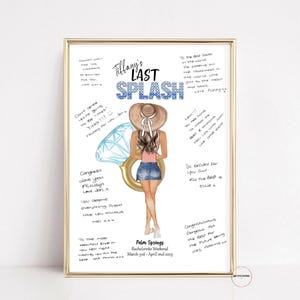 Last Splash Bachelorette Guest Book Alternative, Palm Springs, Scottsdale Bachelorette Party Decorations, Kiss The Miss Goodbye Party Sign