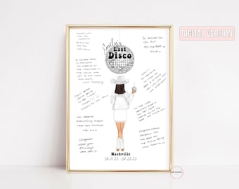 Disco Cowgirl Bachelorette Guest Book Alternative, Last Disco Dancing Queen Hen Do and Bridal Shower Gift, Groovy Bachelorette Decorations