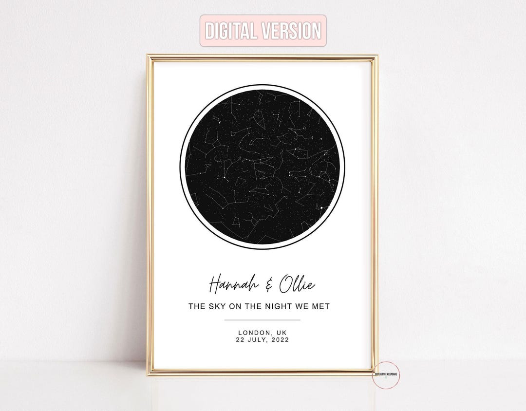 Custom Star Map Print, Night We Met Anniversary Gift, Night Star Map by ...