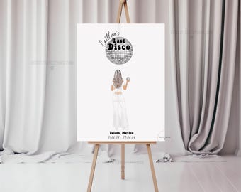 Last Disco Bachelorette Party Welcome Sign, Groovy Dancing Queen, Bachelorette Party Decorations, Cute Hen Do/Bridal Shower Sign For Easel