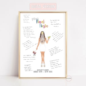 Final Fiesta Bachelorette Party Guest Book Alternative Decoration. Bridal Shower Gift for Bride with Sombrero Hat or Flower Veil. Hen Gift