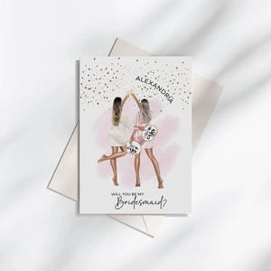 Carte Serez-vous ma demoiselle d'honneur, carte de proposition de demoiselle d'honneur personnalisée, demoiselle d'honneur, aidez-moi à faire le noeud, pour boîte cadeau de demoiselle d'honneur vide.
