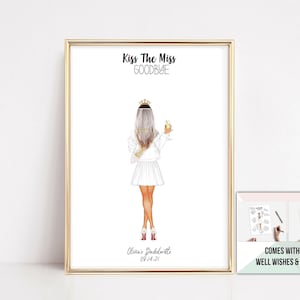 Personalised Kiss The Miss Goodbye Guestbook Alternative Hen Party Print Bride To Be Gift, Bachelorette Party Gift, Bridal Shower Keepsake image 4