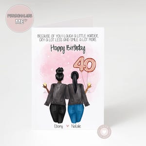 40th Birthday Card For Black Best Friend, Happy Birthday Bestie Black Girl Gifts,Personalised Black Woman Ethnic Women of Colour BFF Picture