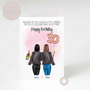 Best Friends 30th Birthday Poem Card For Her, Cute Women's Custom Handmade Personalised Milestone Keepsake Gift From Sister, Bestie, Cousin