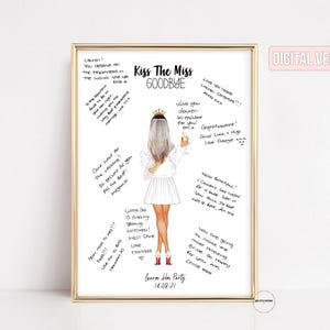 Hen Party Guest Book, Guestbook Alternative, Personalised Kiss The Miss Goodbye, Hen Weekend Gift, Miss To Mrs Guest Book, Keepsake Memory