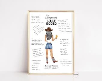 Last Rodeo Bachelorette Bride To Be Gift, Cowgirl Hen Party Guest Book Sign, Last Hoe Down Country Bachelorette Decorations, Lets Go Girls
