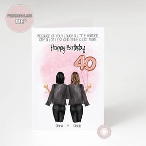Best Friends 40th Birthday Card For Her, Cute Handmade Personalised Poem Birthday Keepsake Gift For or From Mum, Sister, Bestie, Cousin, A5