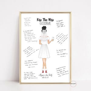 Hen Party Guest Book, Guestbook Alternative, Personalised Kiss The Miss Goodbye, Hen Weekend Gift, Miss To Mrs Guest Book, Keepsake Memory