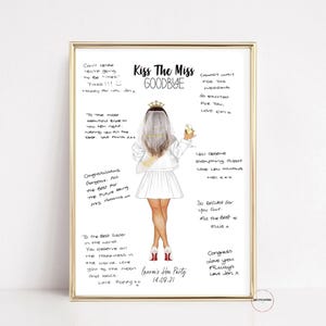 Kiss The Miss Goodbye, Hen Party Book, Bridal Shower Sign In Book, Kisses For The Soon To Be Mrs, Guestbook Alternative, Bachelorette Games