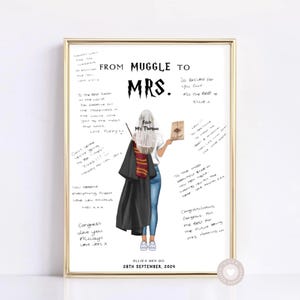 Wizard Themed Bachelorette Guest Book Alternative, Personalised Bride To Be Gift, Hen Do Magic School From Mischief To Mrs Hen Party Print