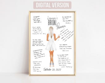 Bridal Shower Guest Book Alternative Bride To Be Gift Kiss The Miss Goodbye Hen Party Guest Book Sign, Classy Hen Party Keepsake Print