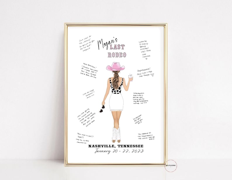 Last Rodeo Bachelorette, Last Hoedown, Space Cowgirl, Guestbook Alternative, Nashville, Disco Cowgirl, Brides Last Ride, Hen Do Party Gift image 1
