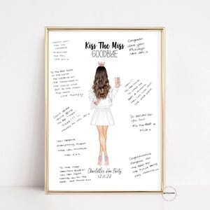 Hen Party Guest Book, Guestbook Alternative, Personalised Kiss The Miss Goodbye, Hen Weekend Gift, Miss To Mrs Guest Book, Keepsake Memory