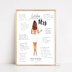 Future Mrs, Wishes For The Mrs, Bridal Shower Gift, Kisses For The Future Mrs, Hen Party Keepsake Print, Bachelorette Guestbook Alternative