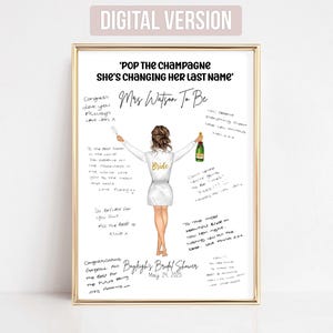 Pop The Champagne She’s Changing Her Last Name, Guest Book Alternative, Bride Gift From Bridesmaid, Bridal Shower, Bachelorette, Wedding Day