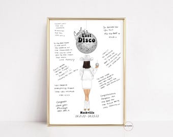 Disco Cowgirl Bachelorette Guest Book Alternative, Last Disco Dancing Queen Hen Do and Bridal Shower Gift, Groovy Bachelorette Decorations