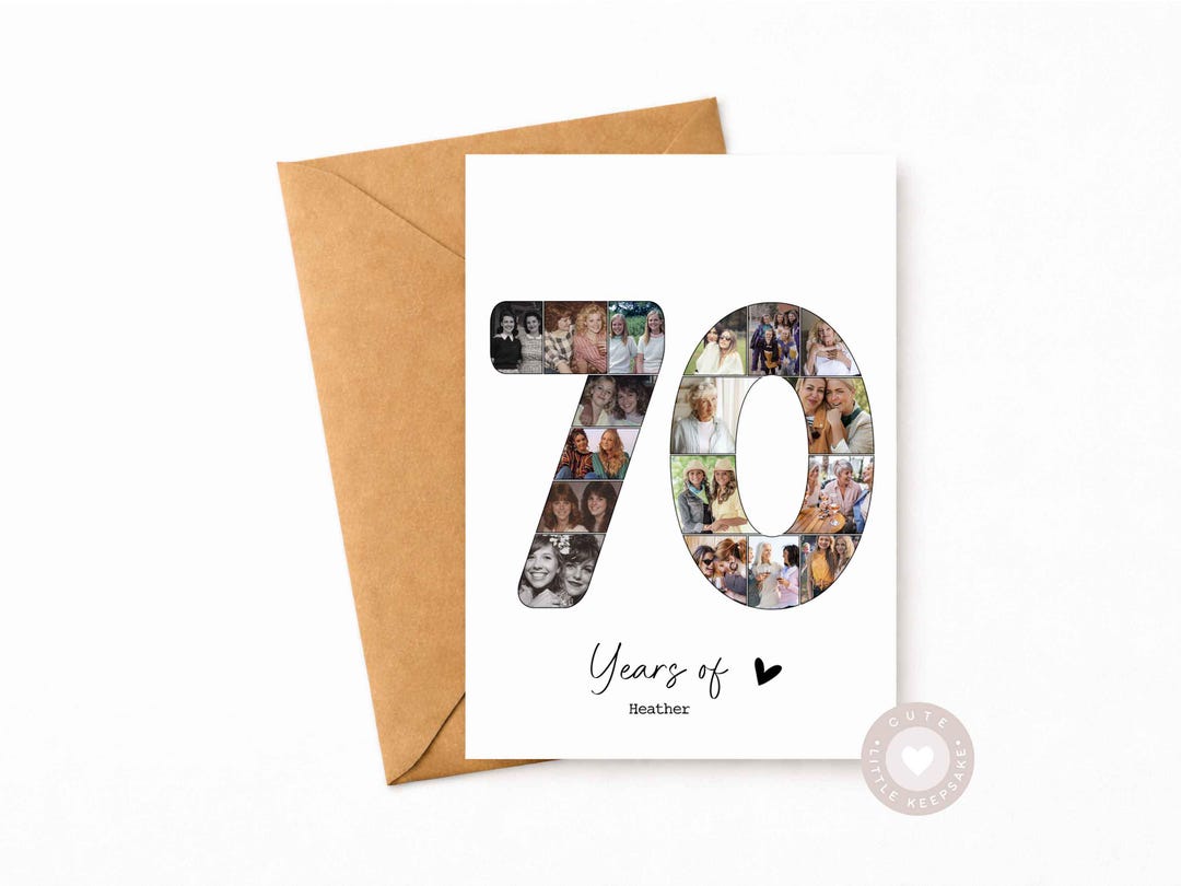 Personalised 70th Birthday Birthday Card, Funny Photo Collage Card for ...