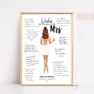 Future Mrs, Wishes For The Mrs, Bridal Shower Gift, Kisses For The Future Mrs, Hen Party Keepsake Print, Bachelorette Guestbook Alternative