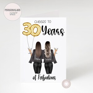 Best Friends 30th Birthday Poem Card For Her, Cute Women's Custom Handmade Personalised Milestone Keepsake Gift From Sister, Bestie, Cousin