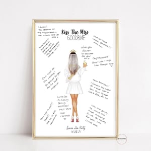 Hen Party Guest Book, Guestbook Alternative, Personalised Kiss The Miss Goodbye, Hen Weekend Gift, Miss To Mrs Guest Book, Keepsake Memory