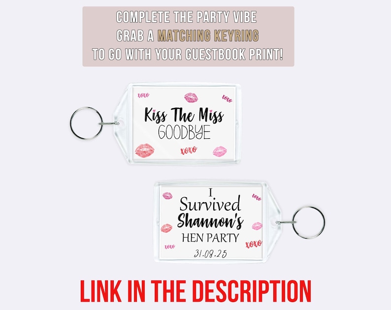 Personalised Kiss The Miss Goodbye Guestbook Alternative Hen Party Print Bride To Be Gift, Bachelorette Party Gift, Bridal Shower Keepsake image 12