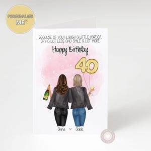 Best Friend Birthday Card For Her, Cute Customisable Happy Birthday Bestie Keepsake Letterbox Gift, Personalised Birthday Card, BFF Picture