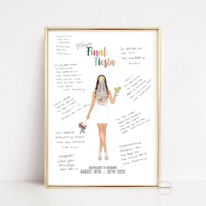 Final Fiesta Bachelorette Party Guest Book Alternative Decoration. Bridal Shower Gift for Bride with Sombrero Hat or Flower Veil. Hen Gift