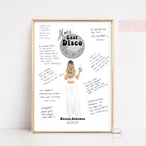 Last Disco Bachelorette Party Guest Book Alternative, Groovy Dancing Queen, Bachelorette Party Decorations, Hen Do Bridal Shower Gift, Cute